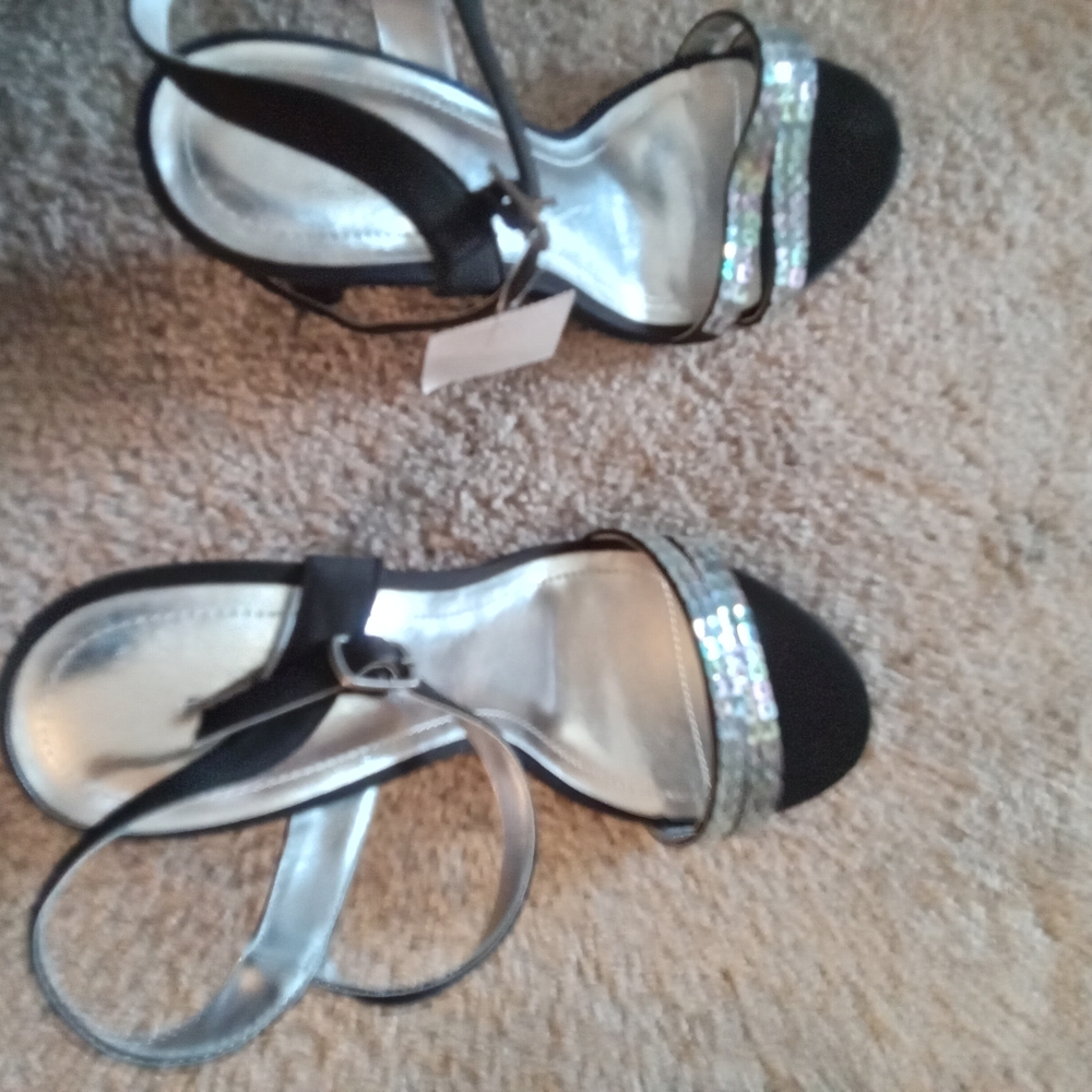 Elegant Black and Silver Women's Sandals